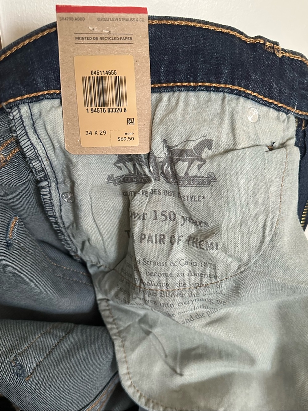 New Levi's 511 Slim Fit Jeans "Haley's Comet" Dark Wash Sz W34 L29 Flex Stretch - Picture 10 of 10